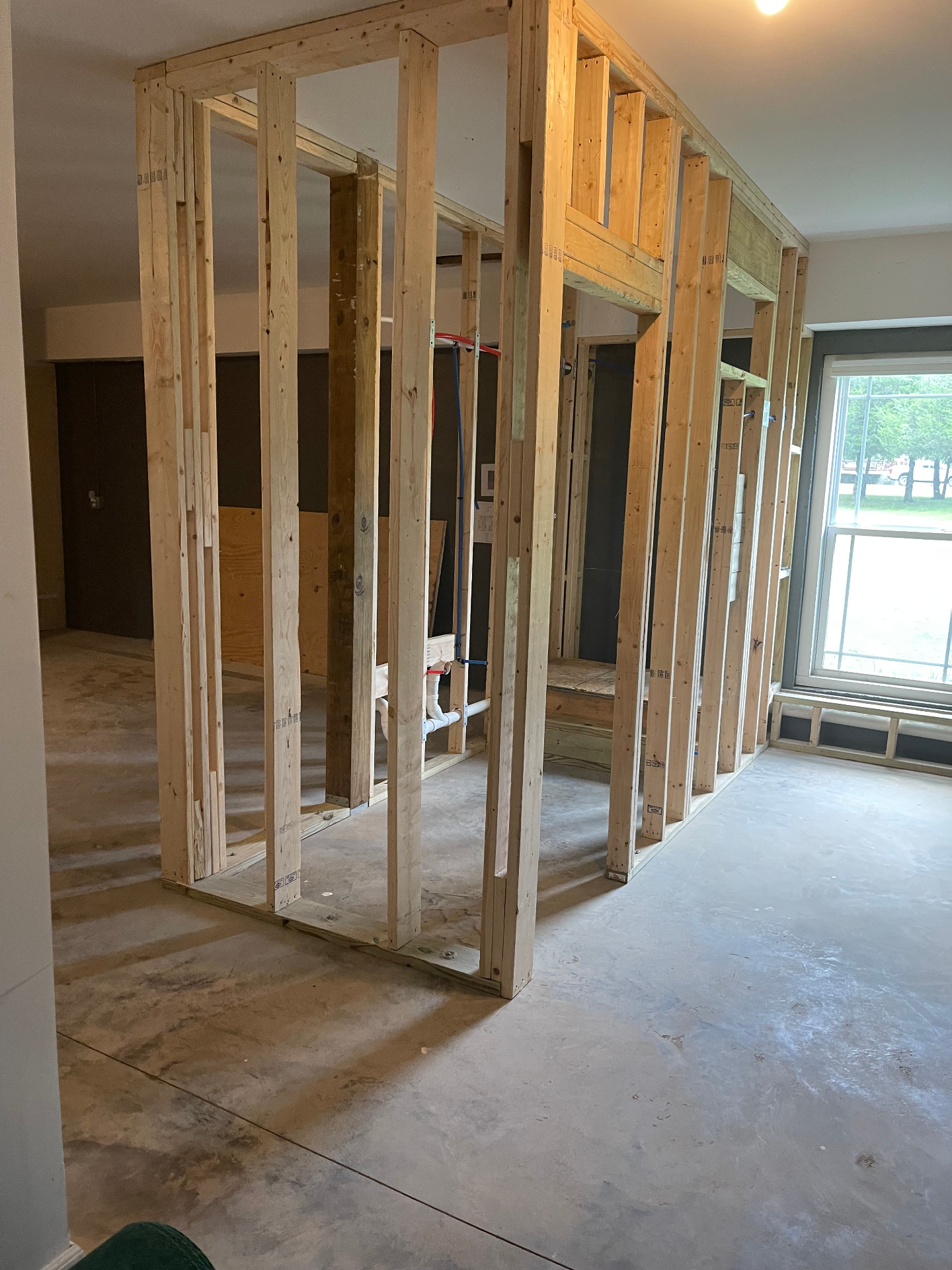Full bathroom framing with supply and drain lines - Cleveland, TN