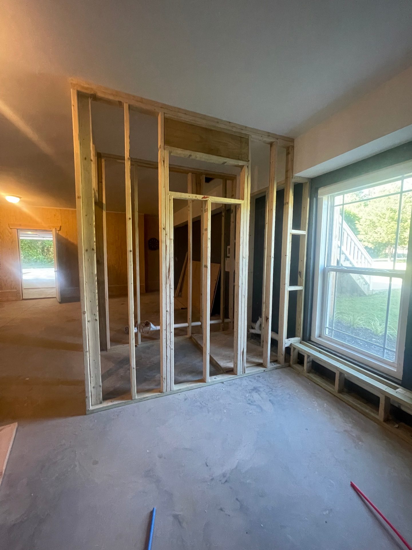 Bathroom framing with plumbing - window and deck view - Cleveland, TN