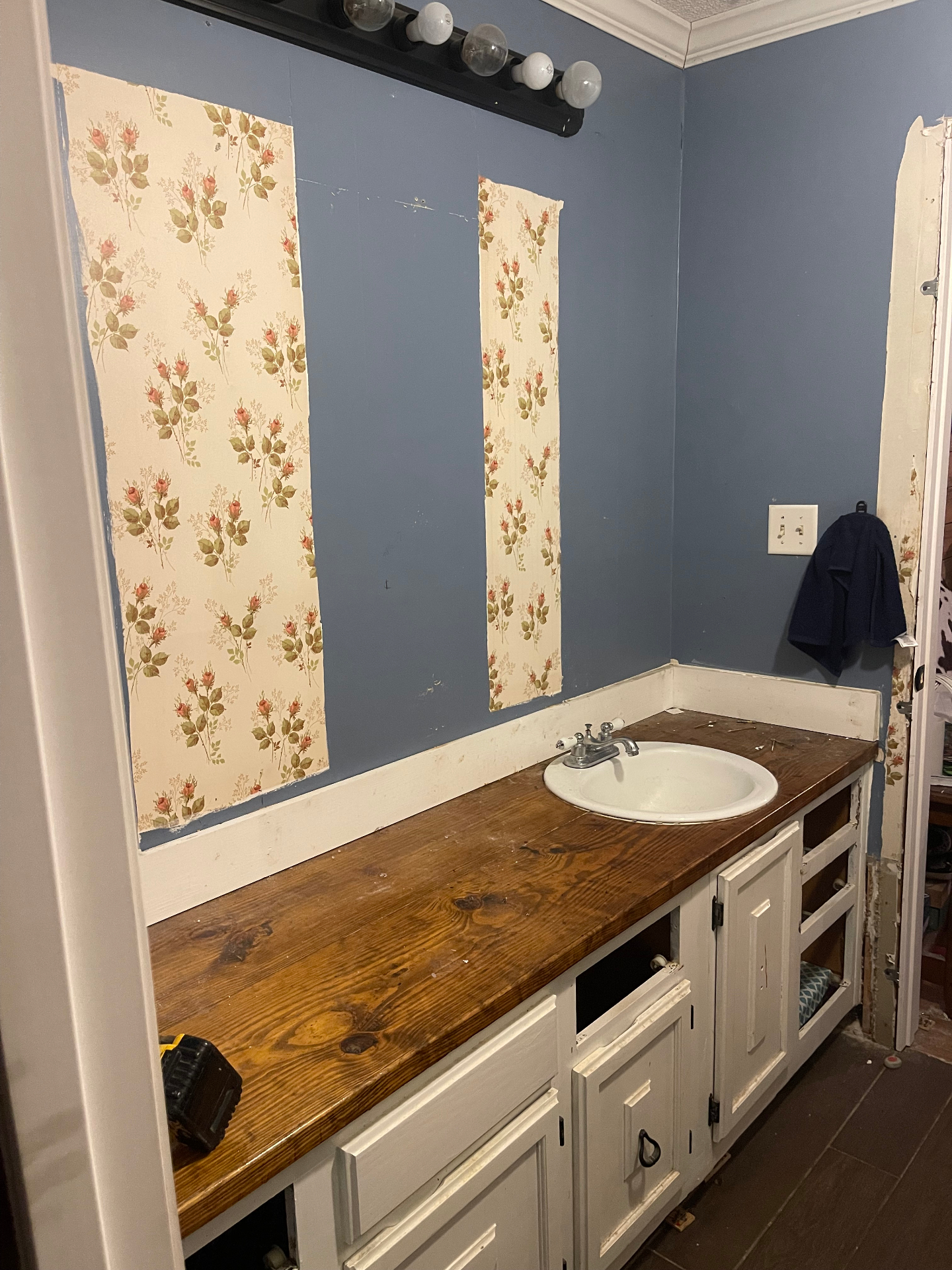 Before - vanity close-up with wood countertop - Cleveland, TN