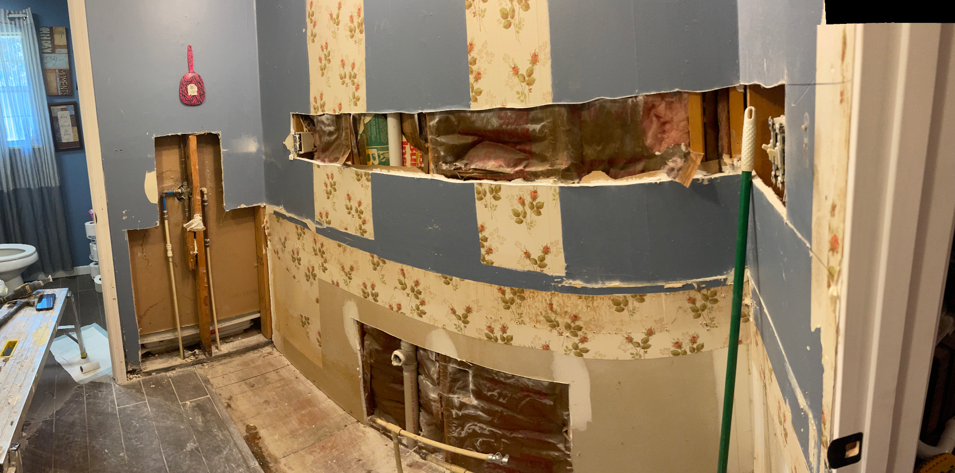 Demo - panoramic view of gutted bathroom - Cleveland, TN