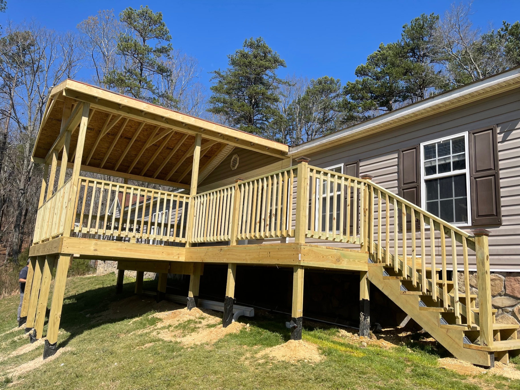 Finished porch with stairs and railing - side view - Cleveland, TN