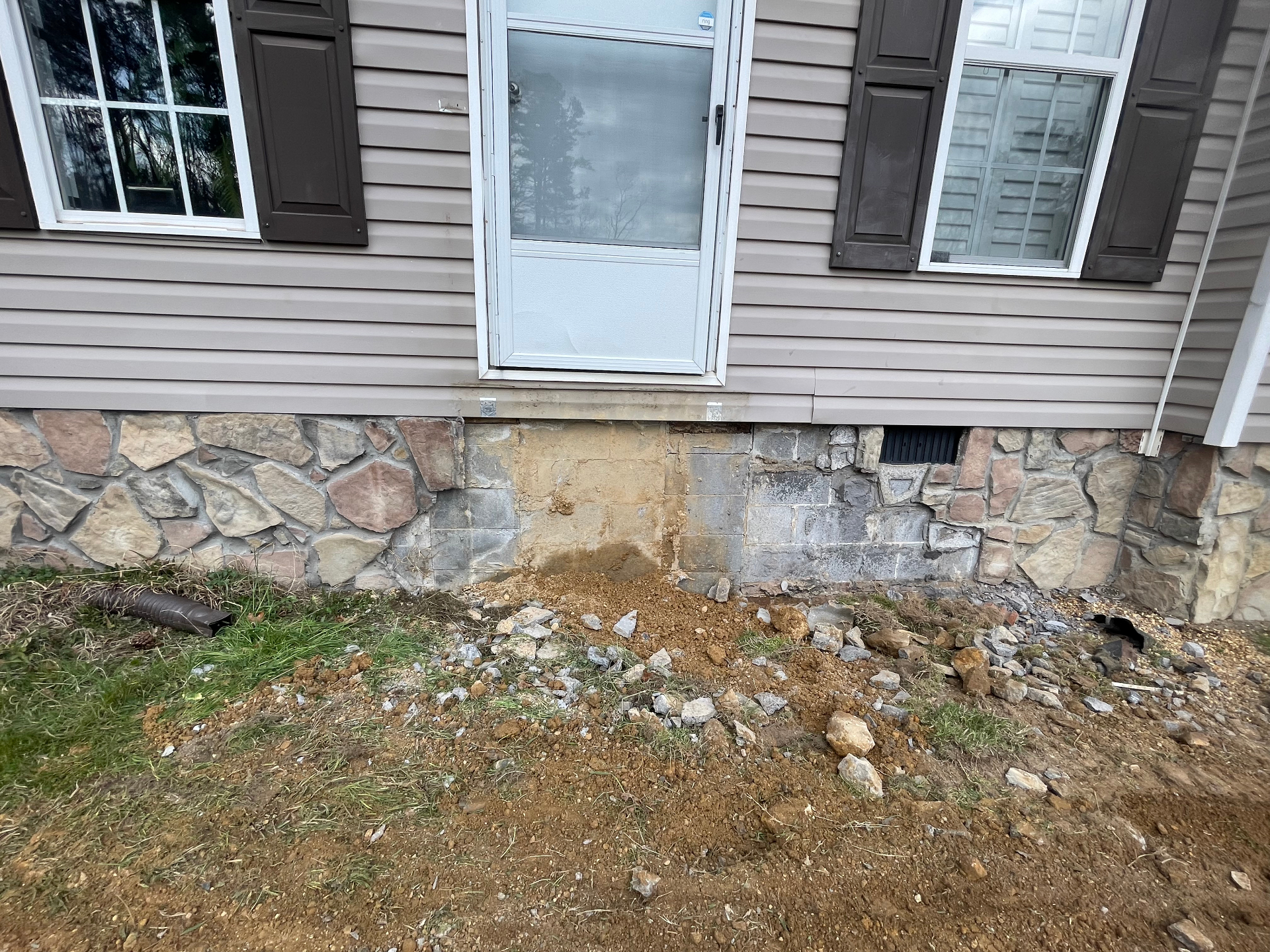 Foundation excavation - stone veneer and drainage prep - Cleveland, TN
