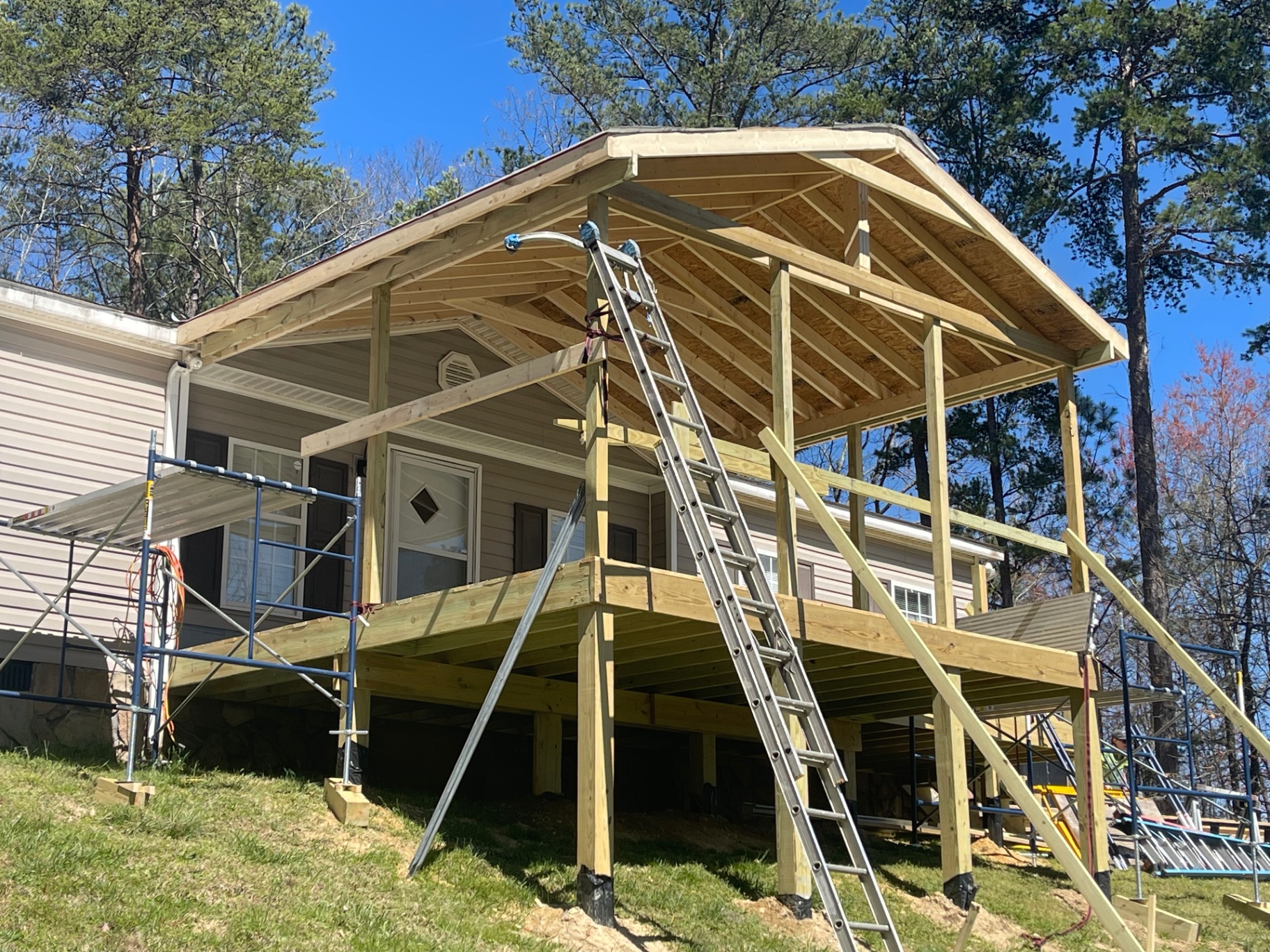 Side elevation - full structure with scaffolding - Cleveland, TN