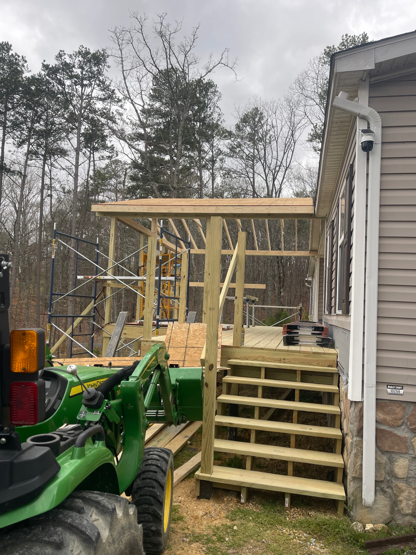 Porch framing with stairs — side view - Cleveland, TN