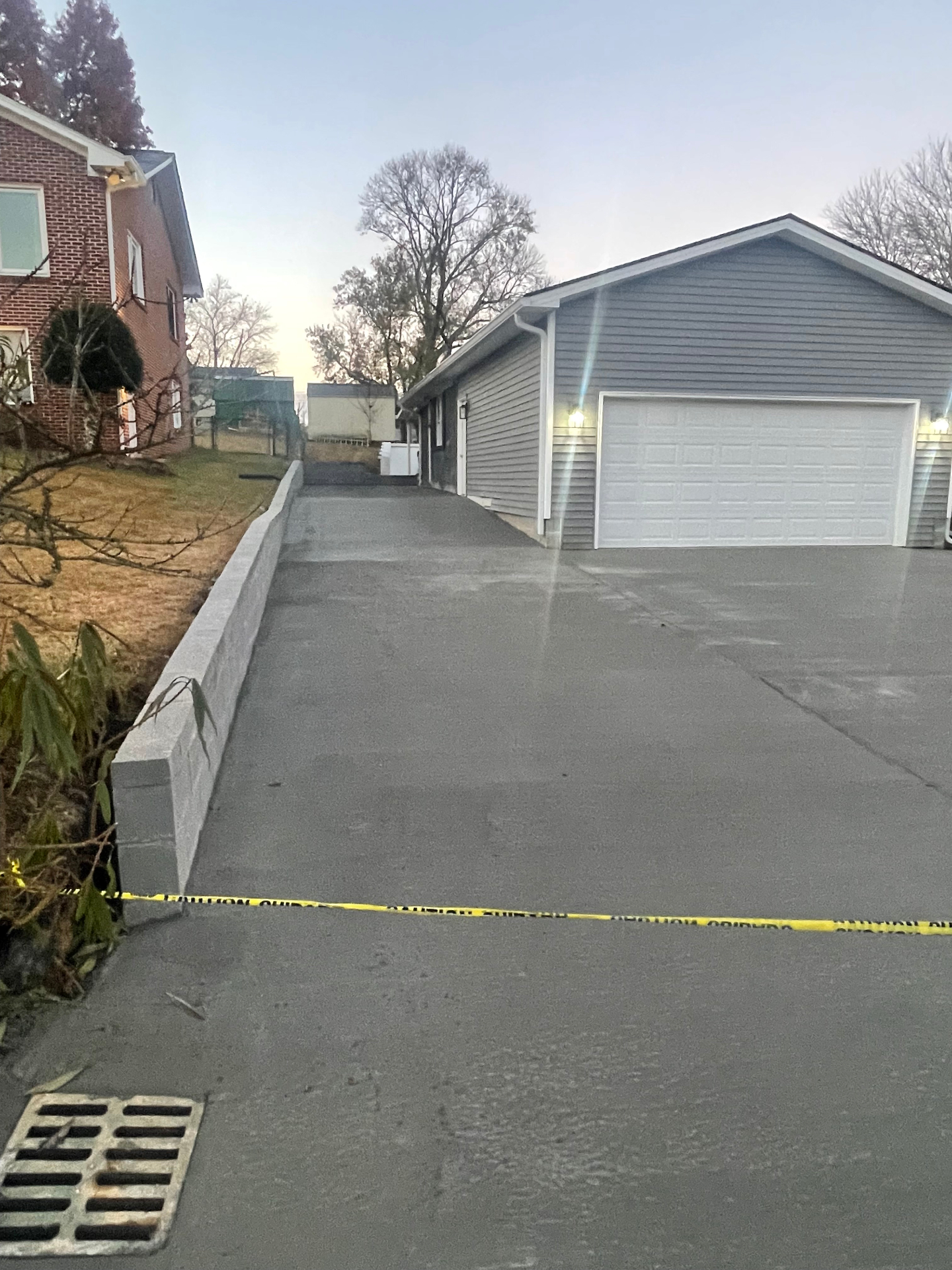Driveway pour complete - evening view - Cleveland, TN