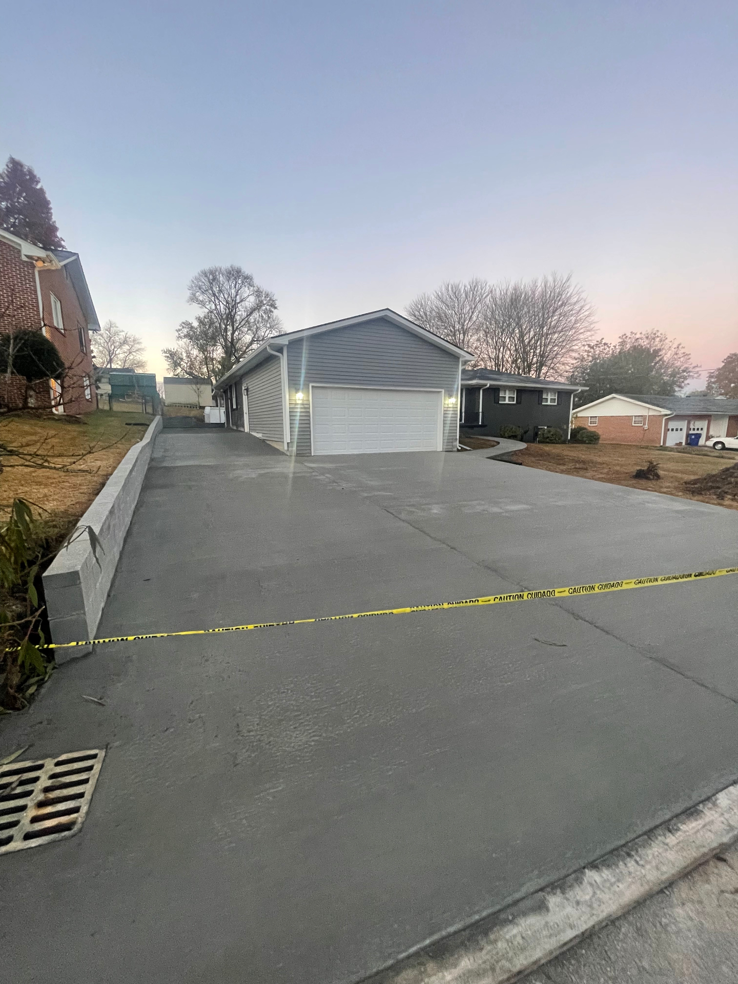 Finished driveway - wide angle with garage and house - Cleveland, TN