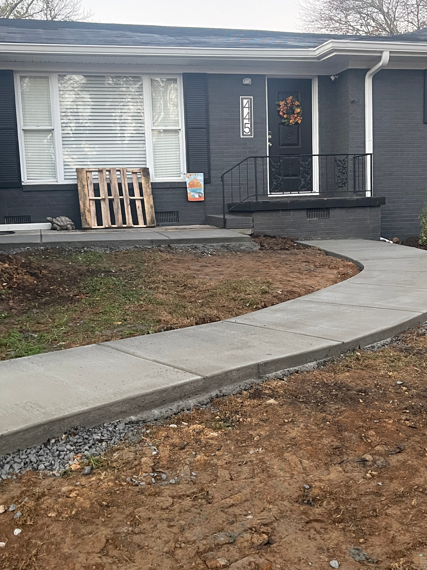 New curved sidewalk to front porch - Cleveland, TN