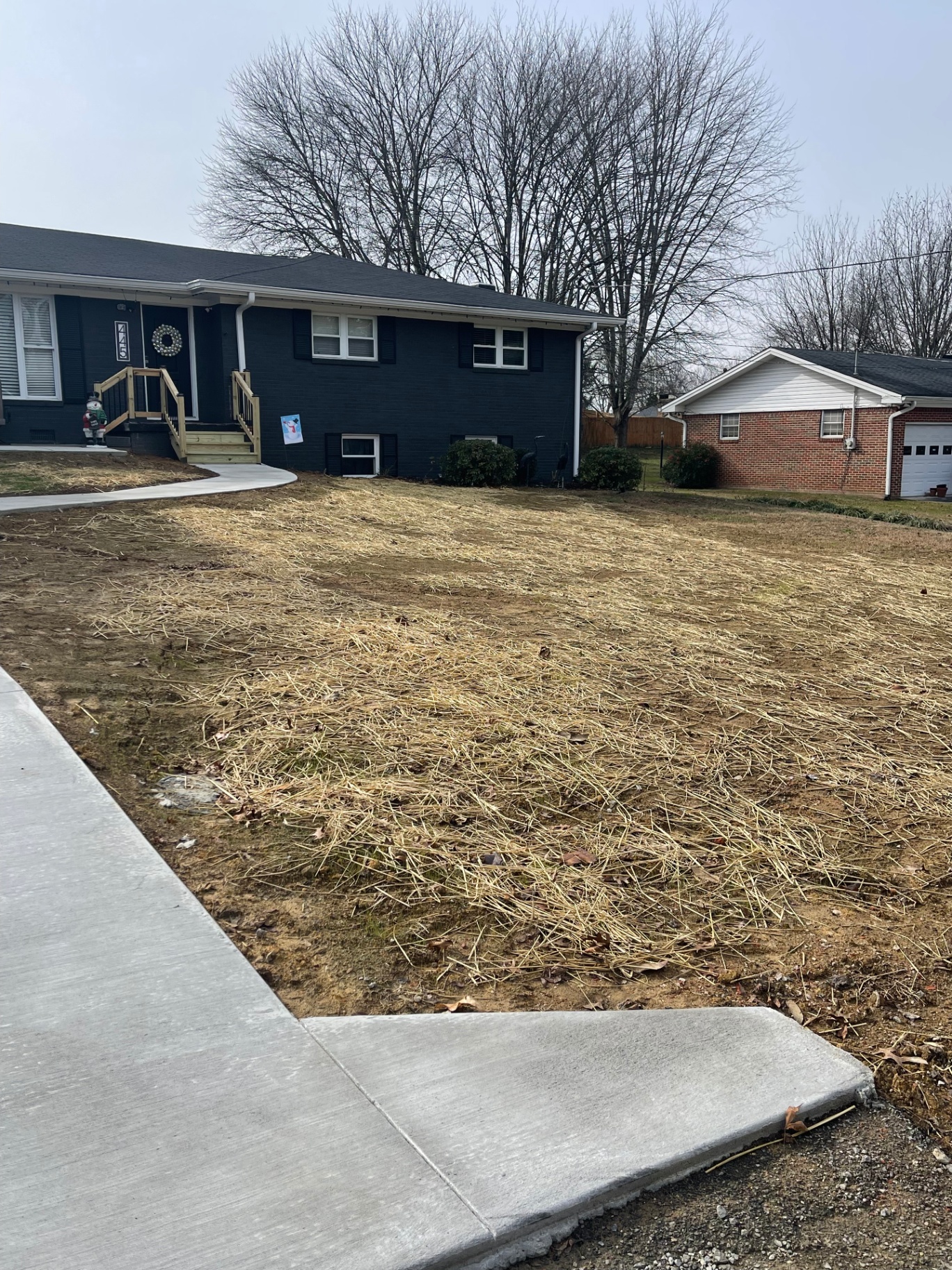 Finished grading and straw coverage - Cleveland, TN