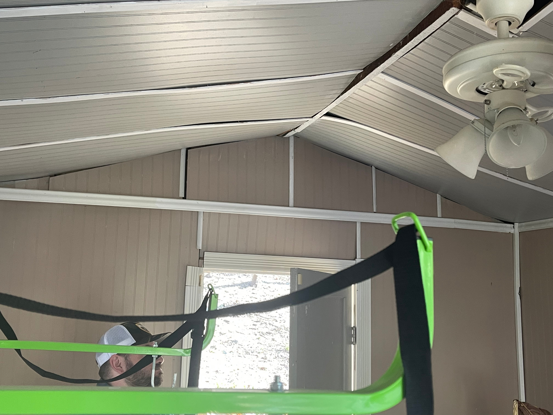 Damaged ceiling and roof before rebuild - Cleveland, TN