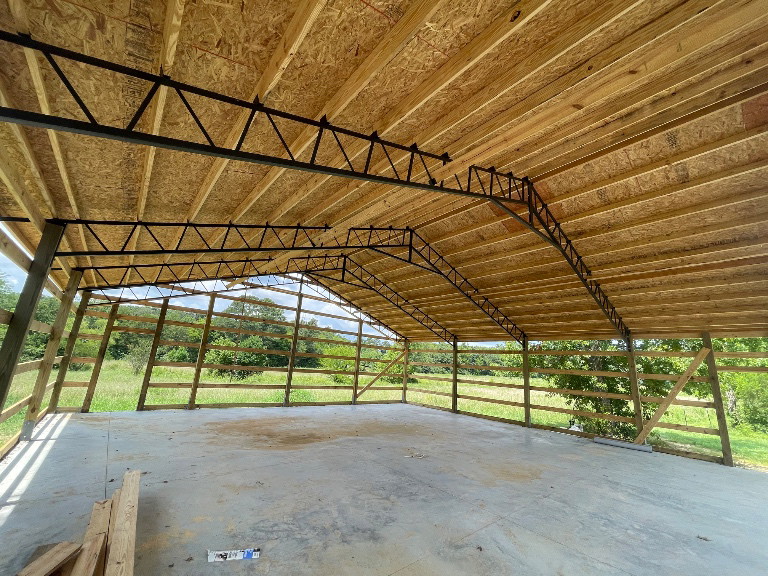 Interior steel trusses - center view looking back - Cleveland, TN