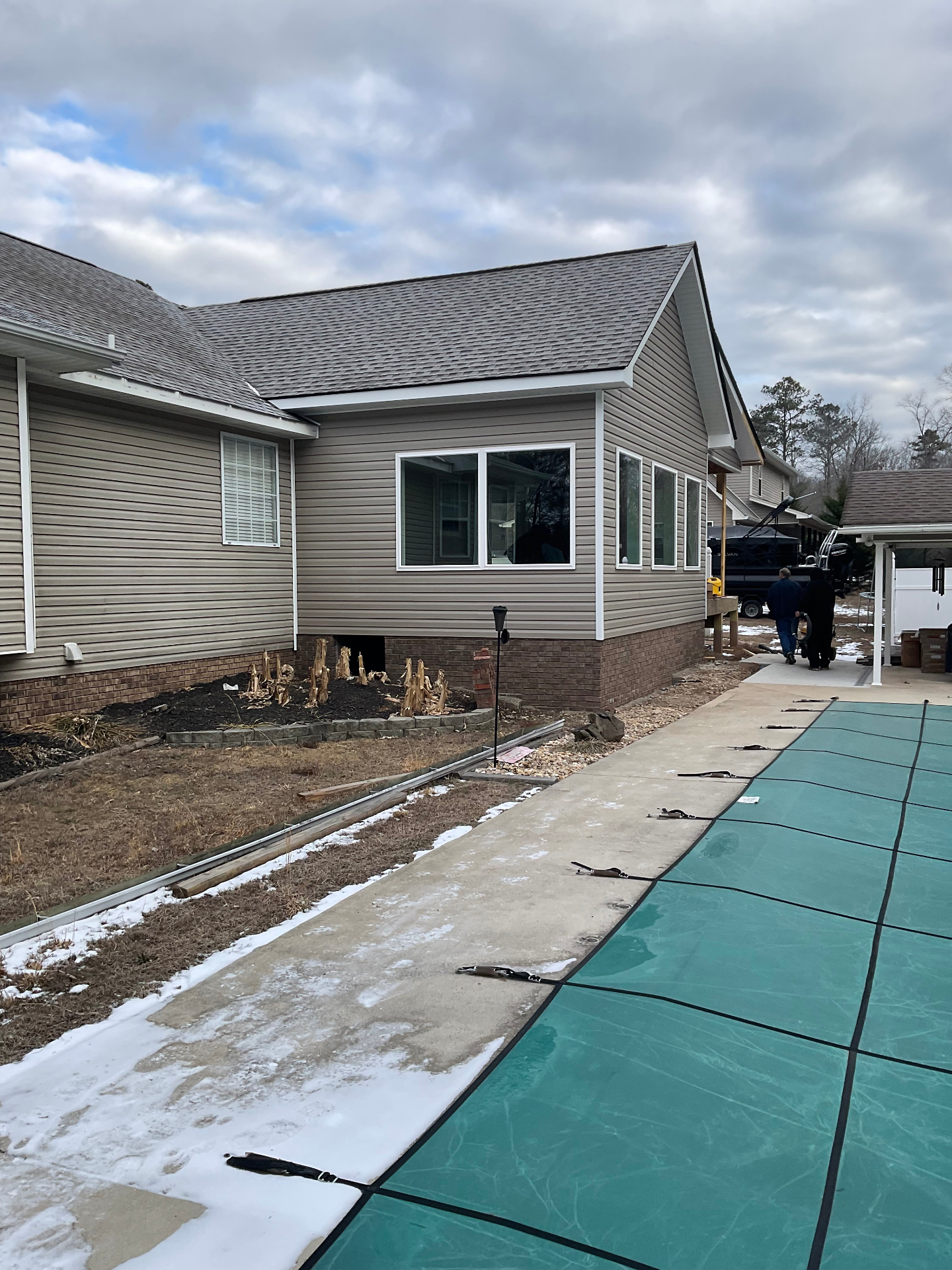 Finished sunroom exterior - side view from pool - Cleveland, TN